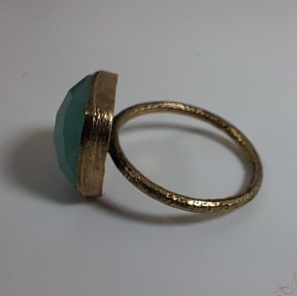 Vintage 925 Sterling Silver Chalcedony Gemstone Ring With Gold Vermeil Size 6 - Picture 9 of 11